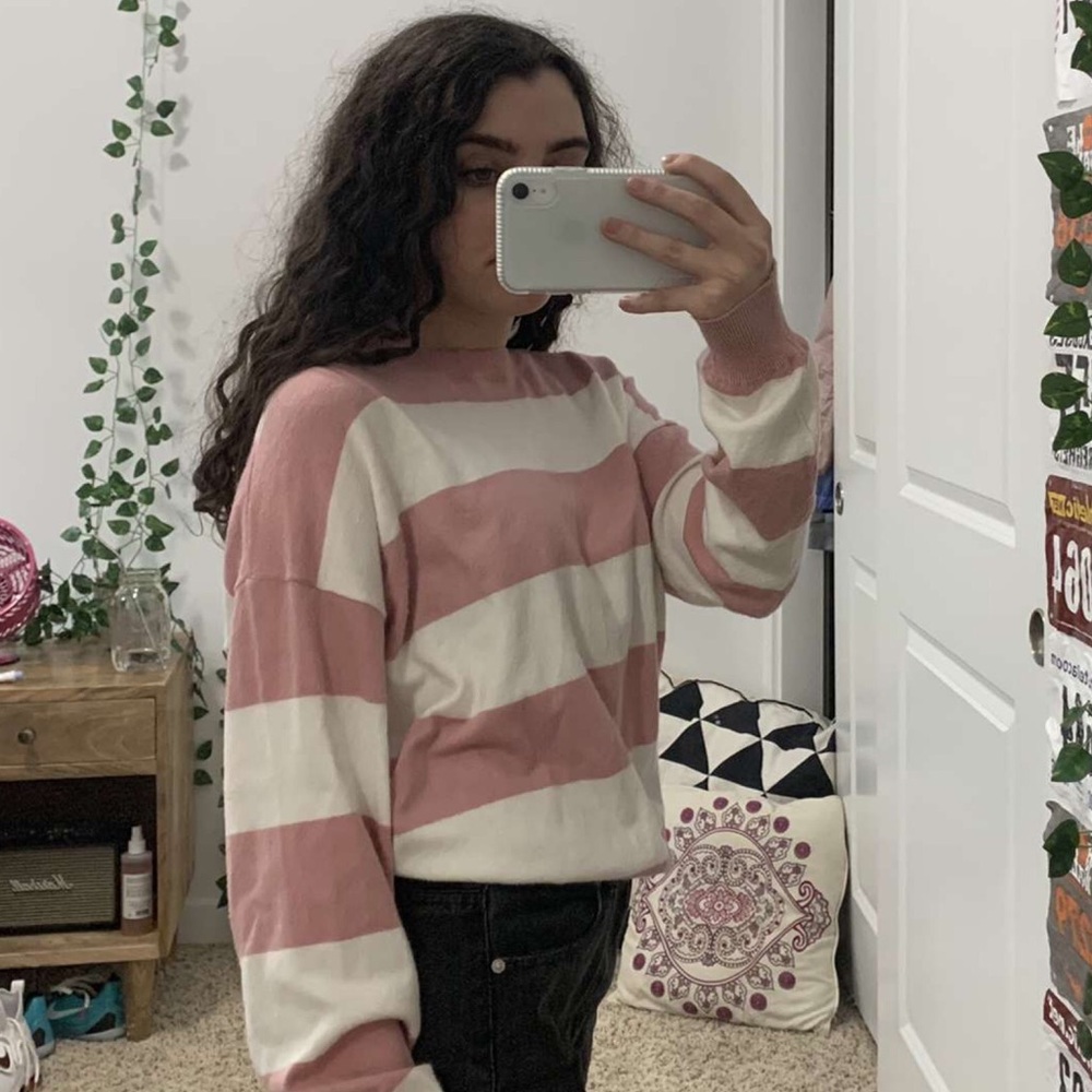 Pink and white sweater